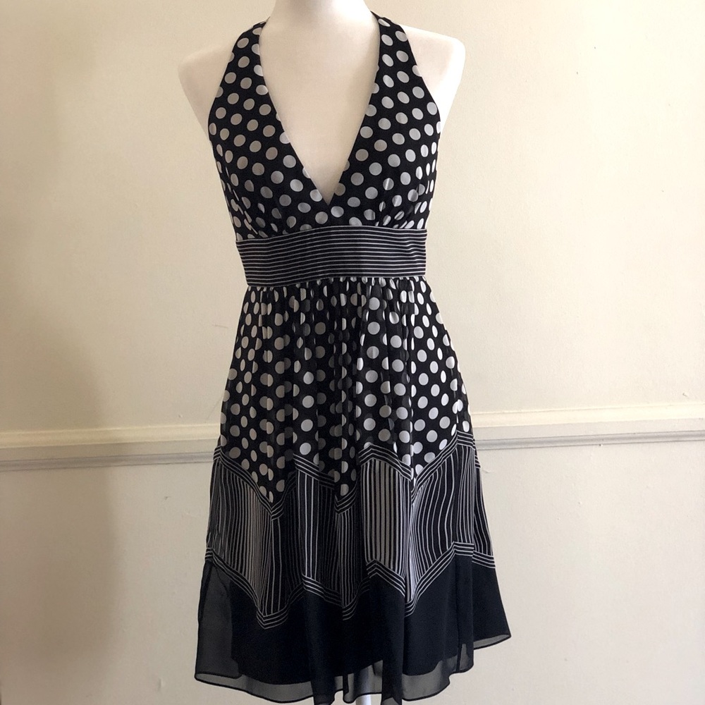BCBG MAX AZRIA Polkadot Halter Dress